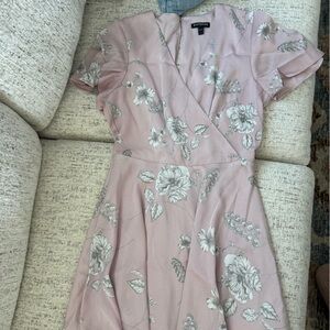 Express Pink Floral Wrap Dress